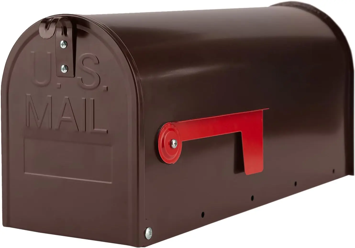 

Bronze Metal Mailbox Post Mount, Galvanized Steel Standard Mailbox for Outside, 20x8.7x6.7 inches with Red Flag