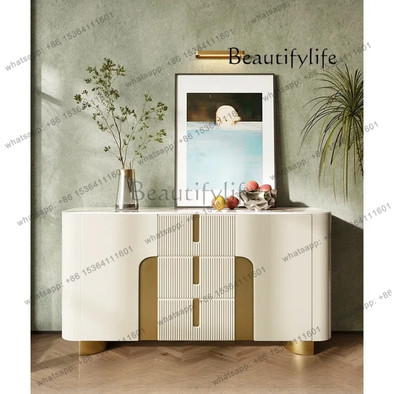 

Italian Cream Style Solid Wood Porch Cabinet Living Room Wall Partition Locker Modern Simplicity
