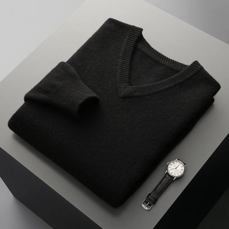 شتاء جديد% رداء علوي من الصوف الرجال سبعة إبرة مزدوجة الطبقات سميكة بلون البلوز رداء علوي من الصوف محبوك Bas #2
