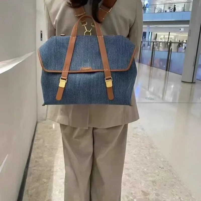 2025 New Shoulder Business Pass Series Travel Briefcase Denim Large Capacity Backpack Handbags for Women Cute Crossbody Bags