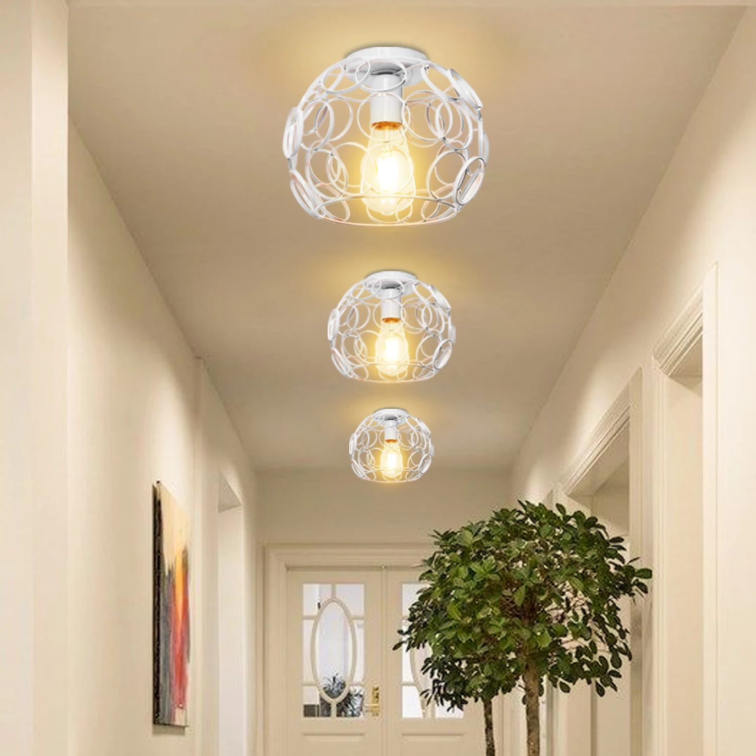 Modern Led Ceiling Lights Vintage Industrial Ceiling Lamps Shade Retro Loft Plafonniers for Living Room Kitchen Home E27 White