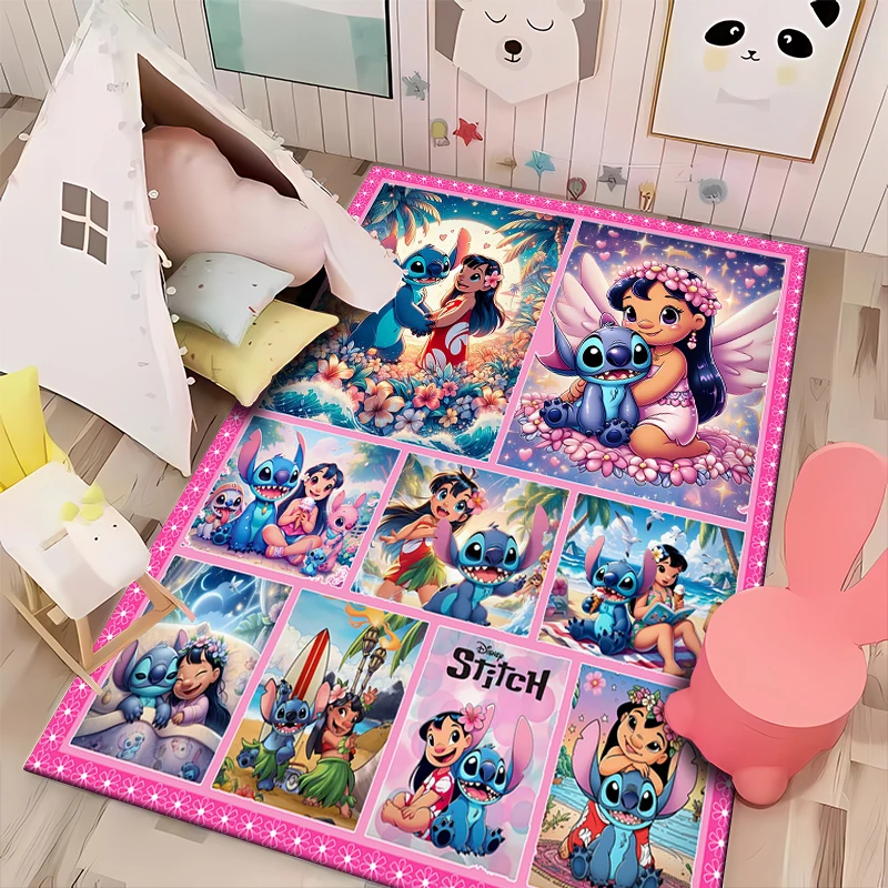 

15 Sizes Disney Lilo Stitch Room Rug Street Fashion Carpet for Bedroom Living Room Floor Mat Home Decor Non-Slip Chair Rug Gift