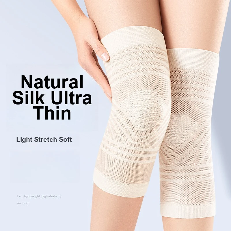 Hollowed Mulberry Silk Knee Sleeves Ultra-thin Breathable Summer Warm Knee Protection Covers for Air-conditioned Rooms for Old
