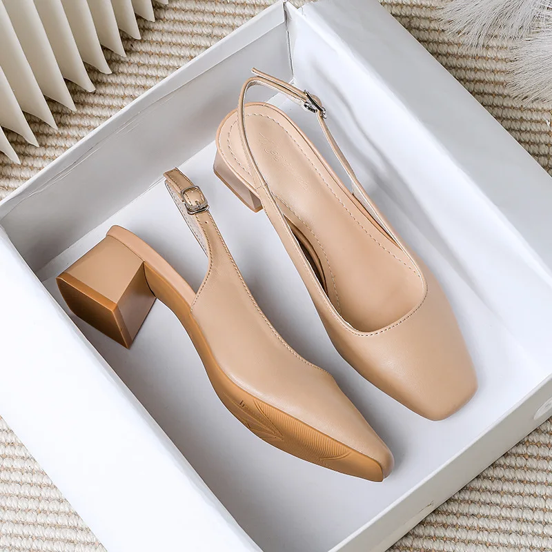 OL shoes suqare toe japanned leather sandals women thick high heels summer shoes back strap green sandalias mujer big size 43