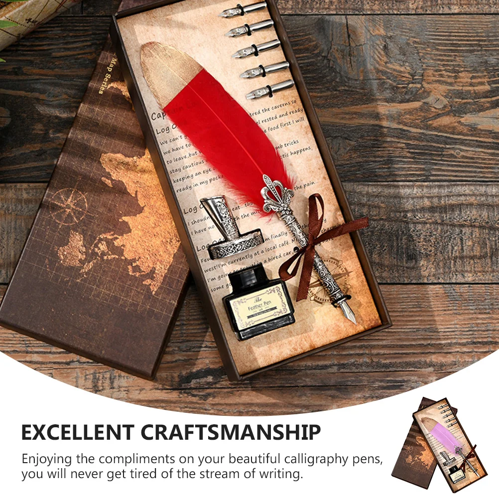8 قطعة مجموعة أقلام تراجع الرجعية 5 استبدال المناقير أقلام الخط للرسم لوازم الكتابة قلم حبر هدية الريشة الزخرفية #4