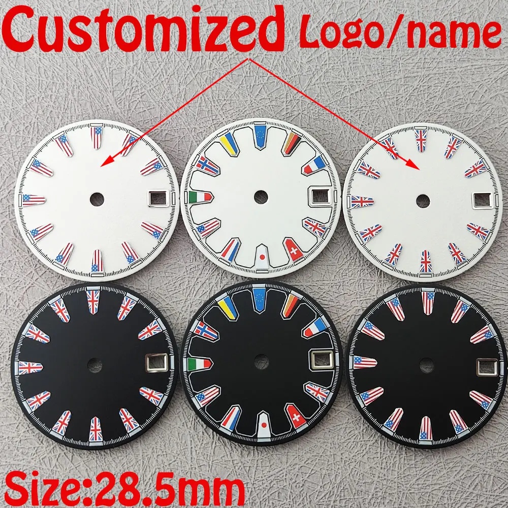 

28.5mm dial new national flag dial NH35 dial all night light sterile dial suitable for NH35 movement replacement accessories