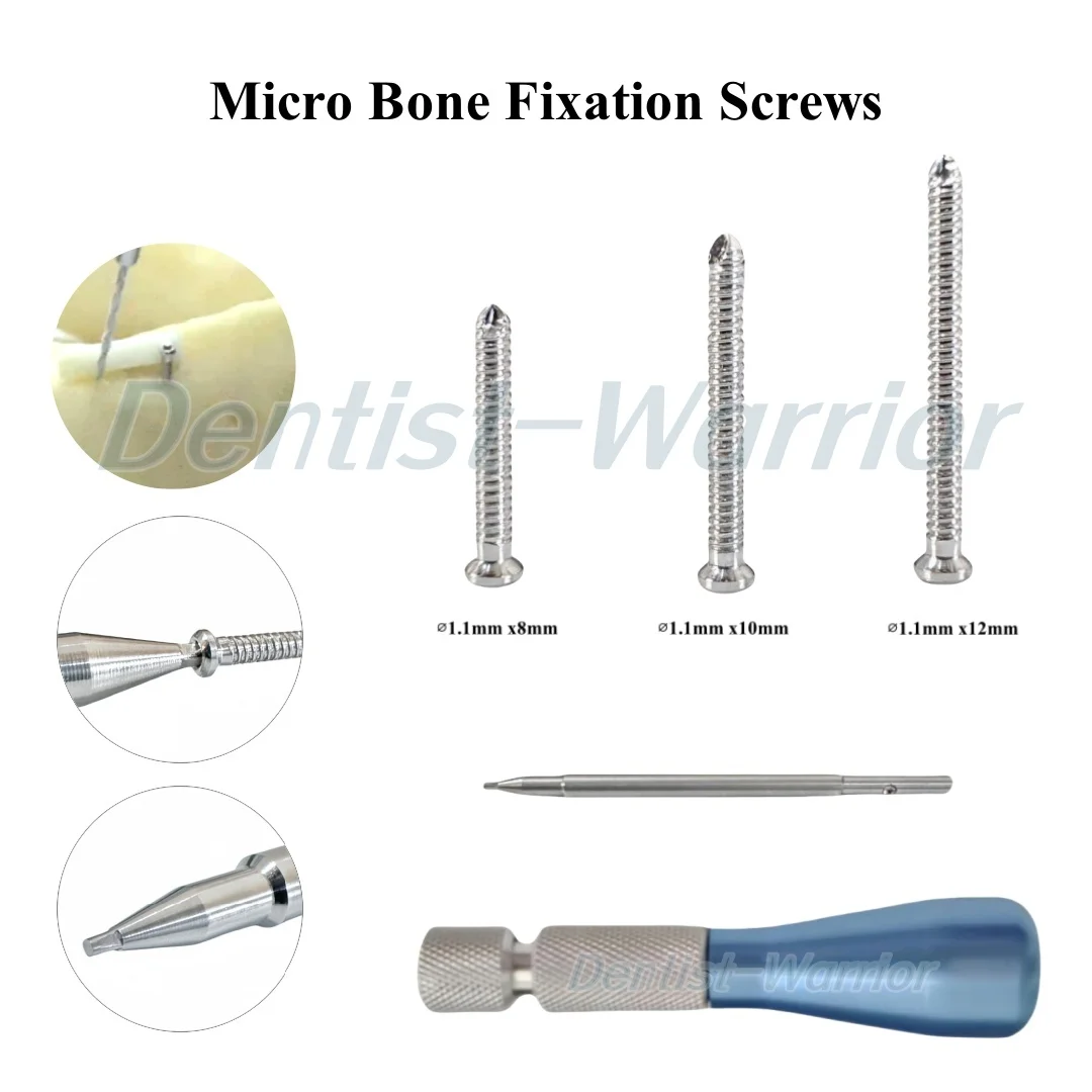 

New Dental Micro Fixation Bone Screws ∅1.1mm Mini Cylinder GBR Graft Screw Cylindrical 8/10/12mm