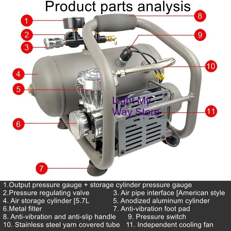 

12V car surface fishing boats long tube supply air compressor diving air supply car playing wind batch bubble PM720