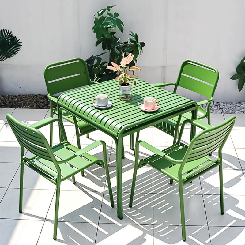 Outdoor Table And Chair Set，Modern Minimalist Table Chair Set Leisure Courtyards, Gardens, Milk Tea Shops, Cafes, And Iron Art O