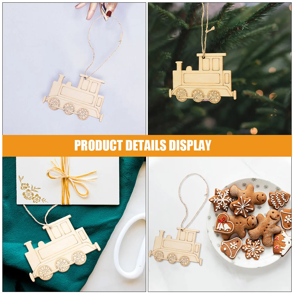 

20pcs Wooden Train Ornaments Unfinished Train Head Cutouts Smooth Wood Slices For Diy Crafts Decor Hanging Wooden Embellishments