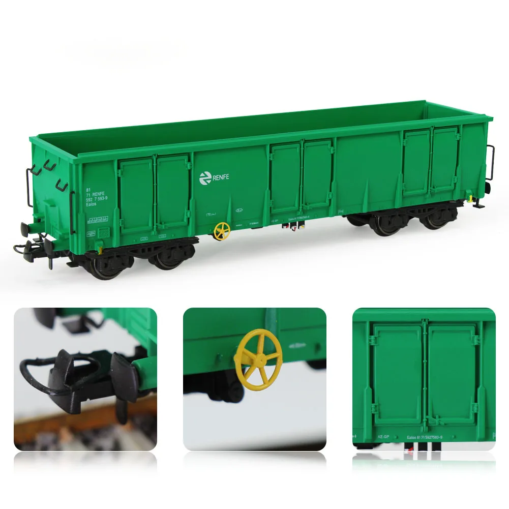 Evemodel 1pc/2pcs HO Scale 1:87 Green RENFE Printed High-side Gondola Car Railway Wagons C8742PLv