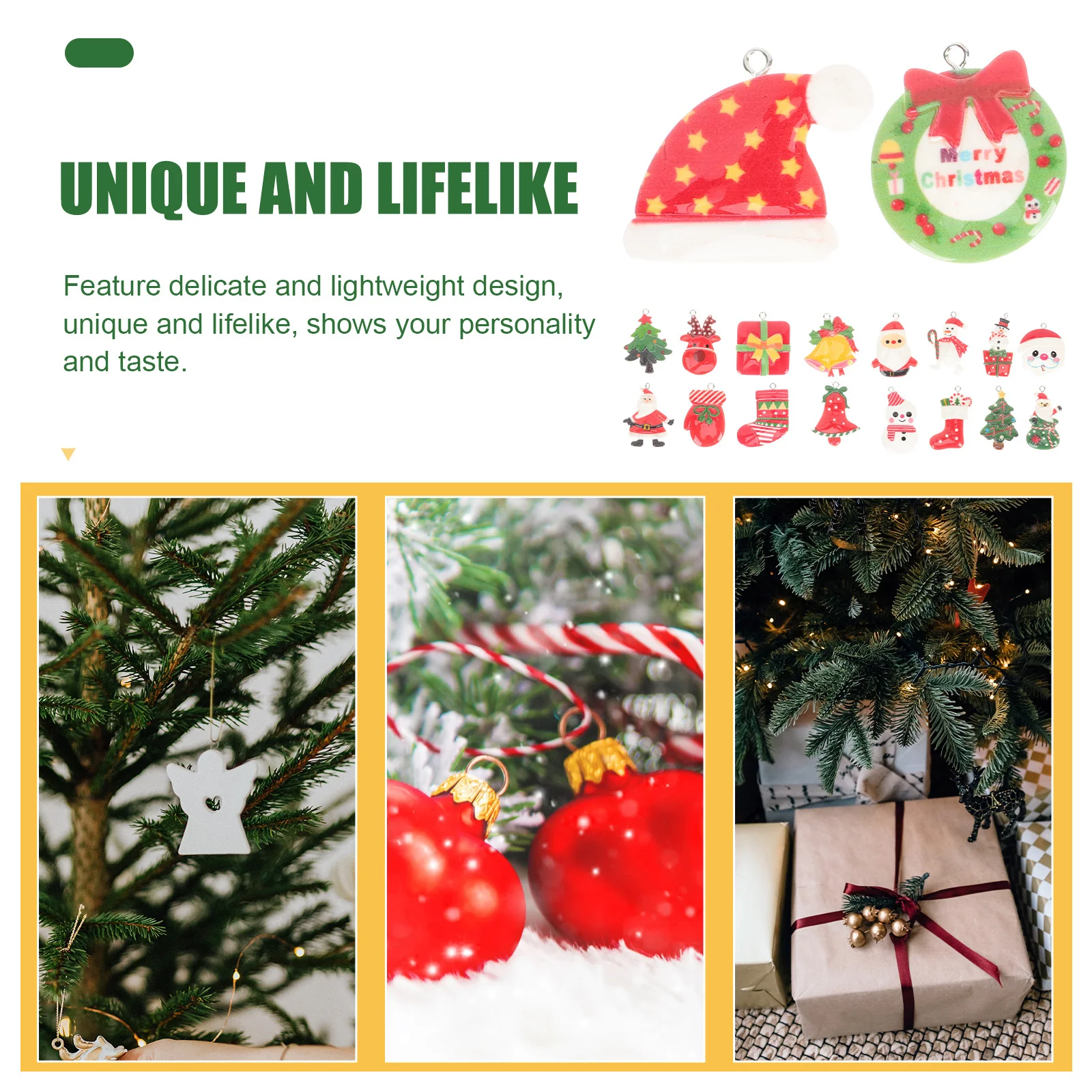 

18Pcs Christmas Charms Resin Small Pendants DIY Jewelry Making Materials Creative Xmas Decorations Delicate Christmas Tree