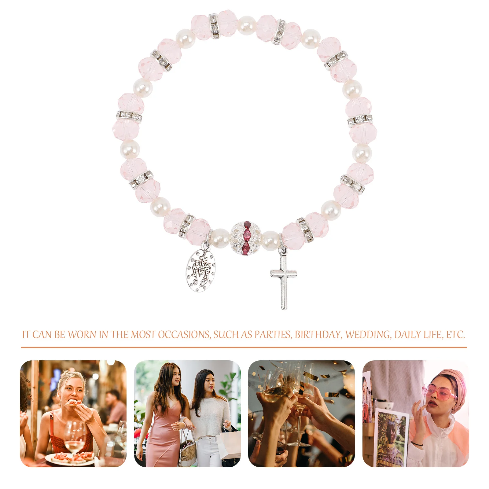 

3Pcs Crystal Pearl Cross Bracelets Elegant Delicate Design Party Wedding Gifts Pearl Crystal Bracelet for Women Girls