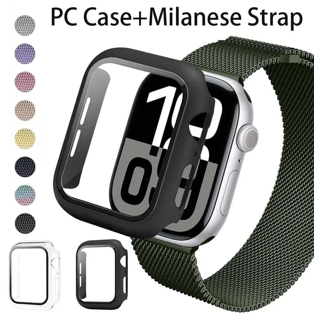 Gehäuse + Milanese-Armband für Apple Watch Band Ultra3/2 49 mm 11 10 46/42 mm 9 8 7 6 SE3 Magnetischer IWatch 45/41/44/40 mm Displayschutz