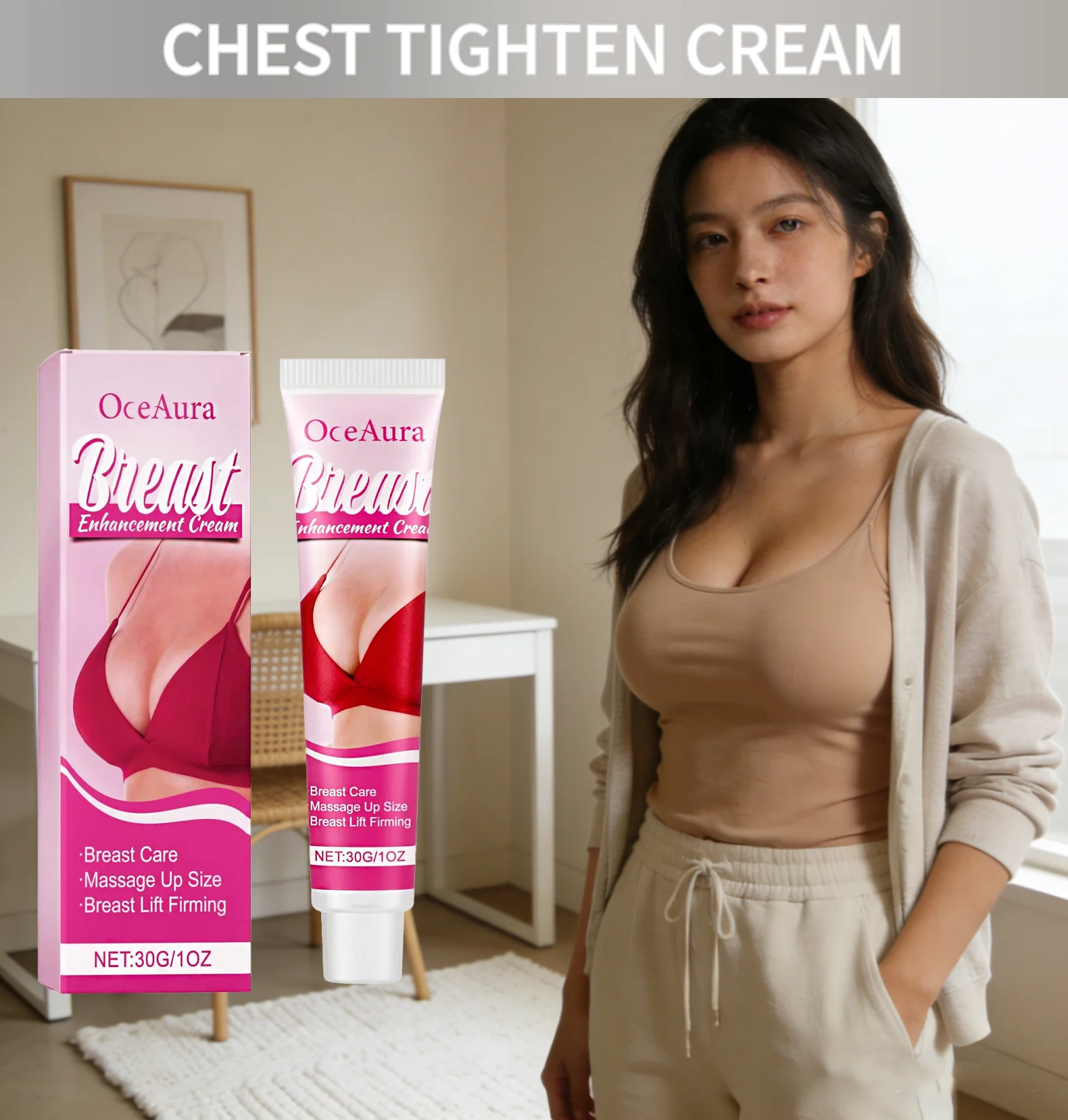 OCEAURA Crema rassodante per il torace Promuove la crescita Migliorare il cedimento Migliora la resilienza Aumenta il grassoccio Crema per la cura del seno da massaggio sexy