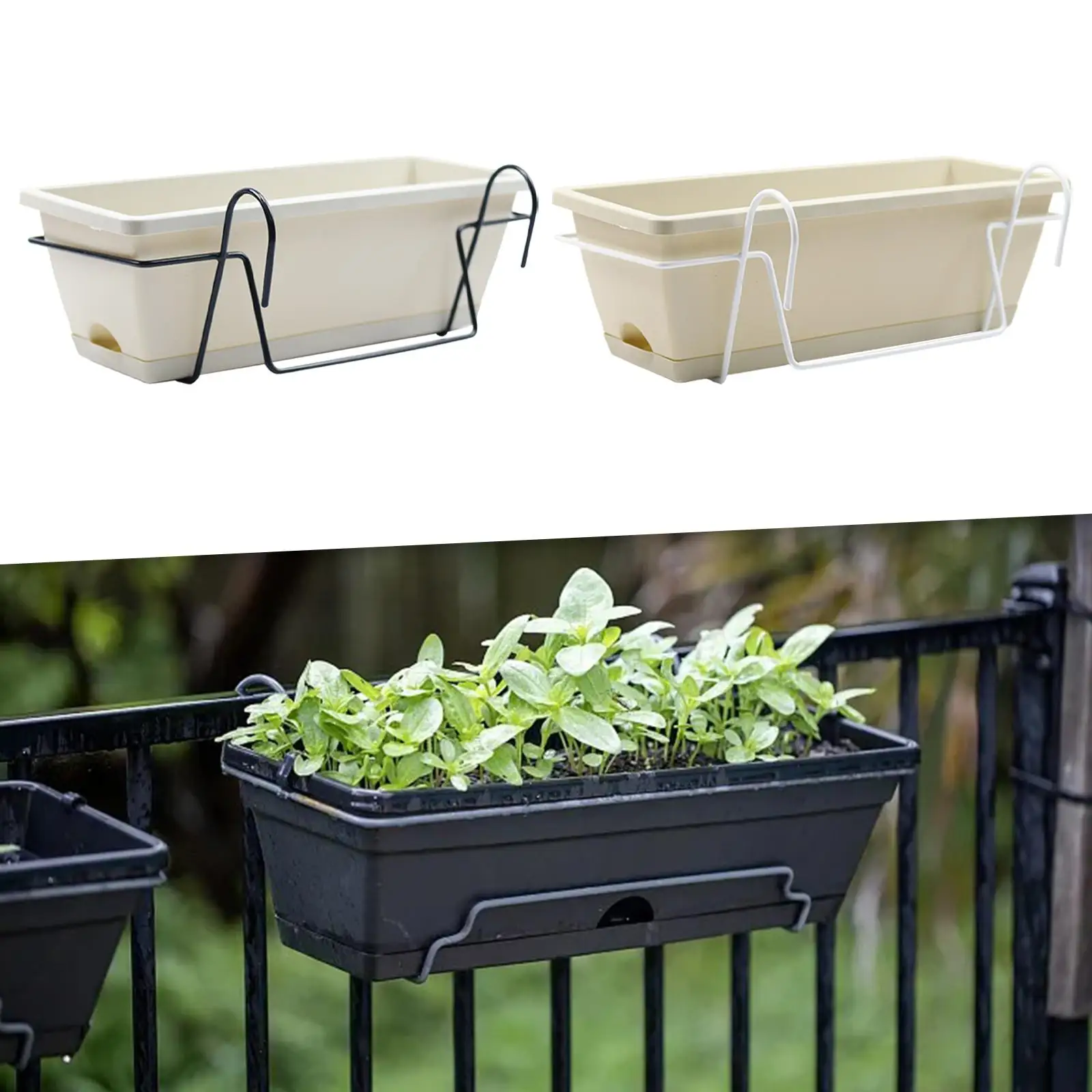 Balcony Railing Planter Fence Potted Ornament Hanging Garden Planter Hanging Planter for Outside Garden Railing Windowsill Porch