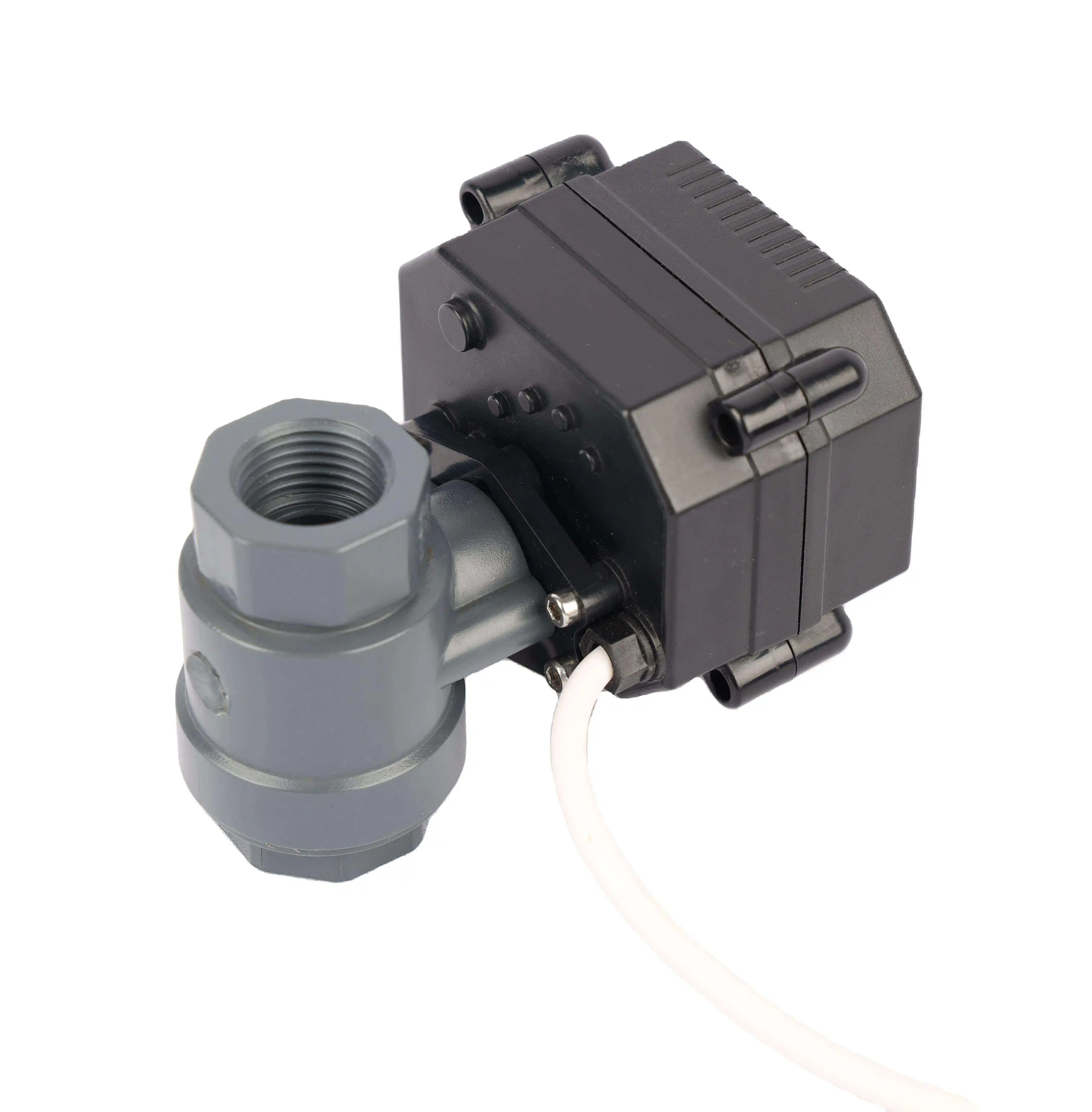 DN20 PVC 2 Way Electric Motorized Valve Mini True Union Pvc Ball Valve With Actuator DC5V DC12V