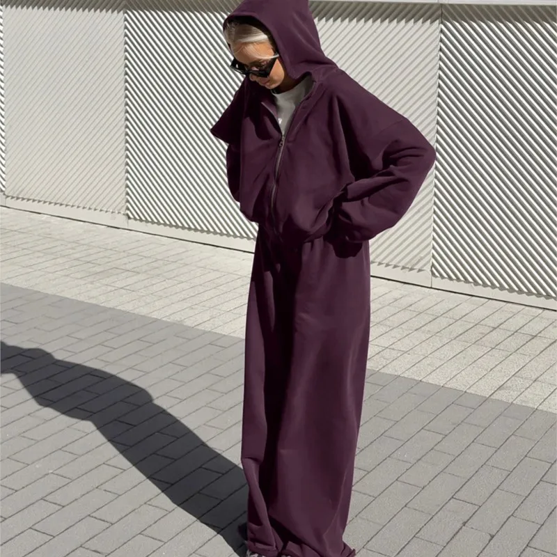 

2026 модный повседневный спортивный брючный костюм для женщин, осенняя универсальная толстовка с капюшоном, кардиган, длинные брюки, комплект из двух предметов