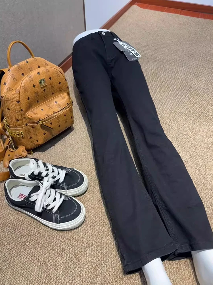 

Мужские джинсы Bla Knife с прямыми штанинами, высокой талией, в американском уличном стиле, с эффектом удлинения ног, слегка расклешенные