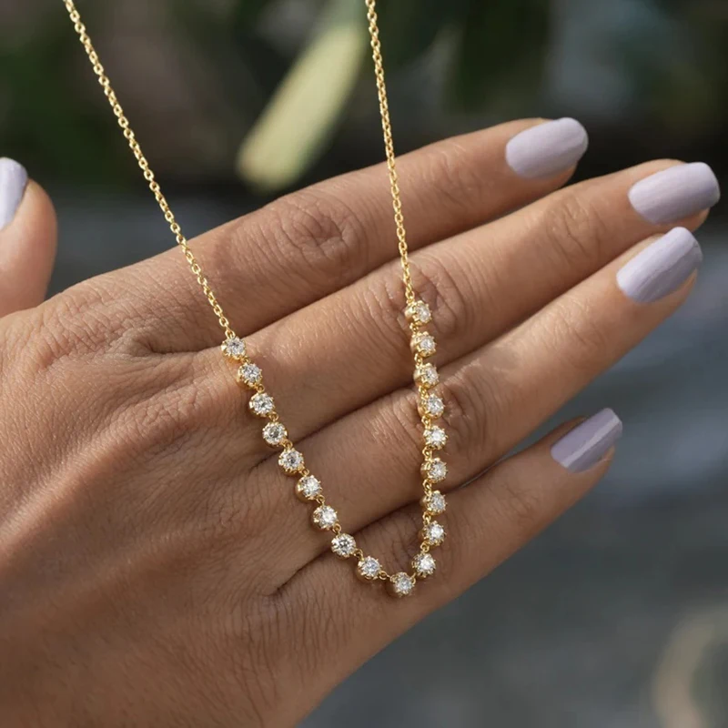 

Ожерелье-чокер Ehhai с подвеской-пузырьком из муассанита 3 мм круглой огранки, позолоченное 14-каратным золотом, для женщин, изысканное ювелирное украшение, свадебный подарок