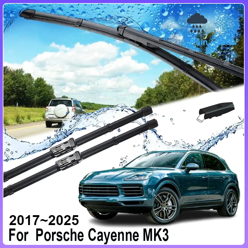 

For Porsche Cayenne MK3 III 9YA 9YB Parts Accessories 2017~2025 Car Window Windshield Windscreen Wiper Brushes Auto Rain Blades