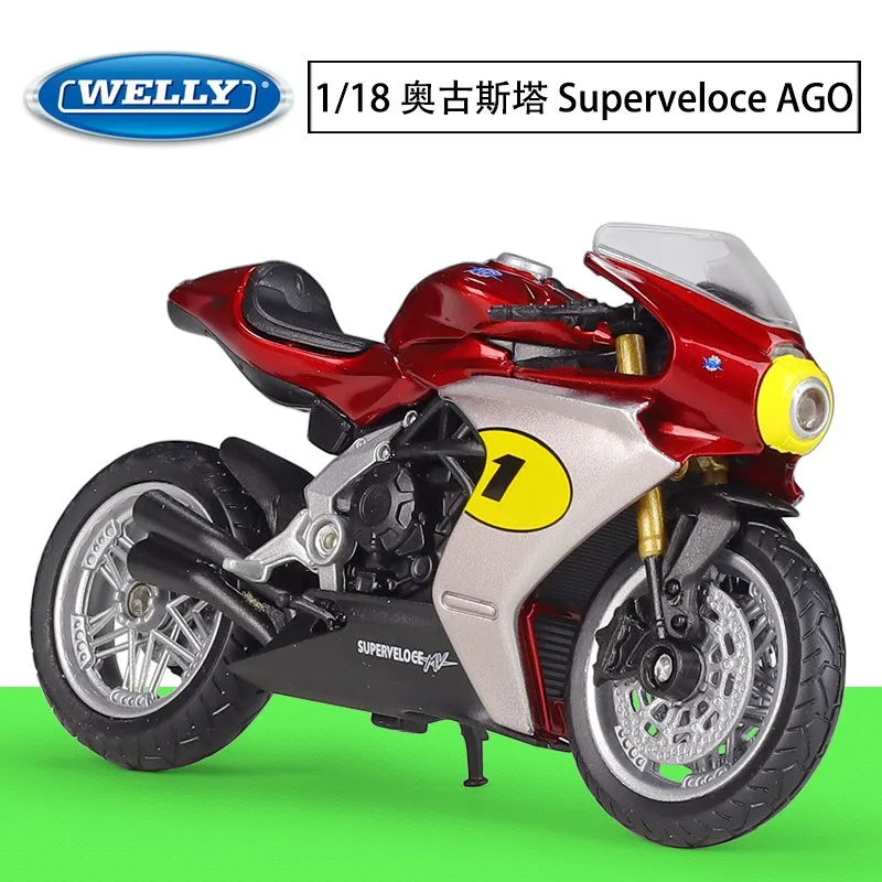 WELLY MV Agusta Superveloce AGO Motorcycle Model Alloy Simulated Decorative Collection Toy Motorcycle Model Boy Hobbies Gifts