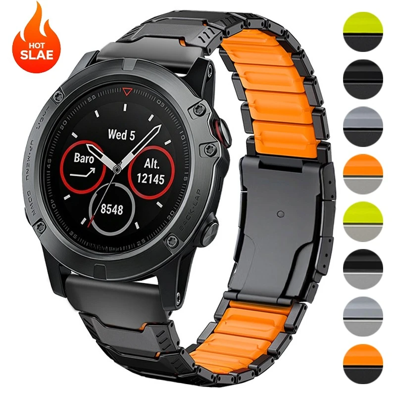 26mm 22mm Titanium Silicone Strap for Garmin Fenix 8 E 47mm 51mm 7X 6 6X 5X/Epix Pro/Quatix/Tactix QuickFit Watch Band Bracelet