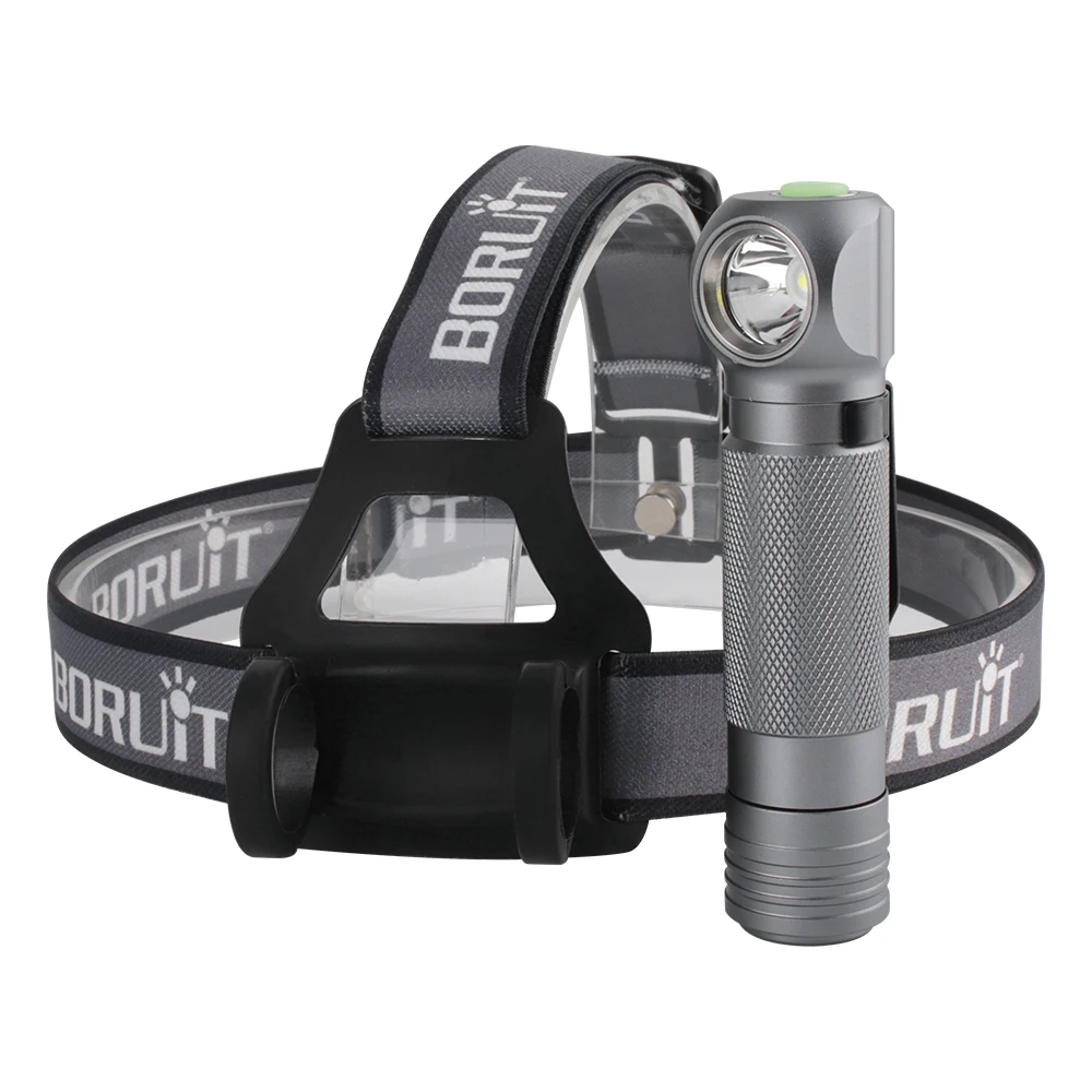 BORUiT LED Headlamp XPL V5 1000LM Powerful Headlight 3-Modes Right Angle Flashlight Camping Hunting Head Torch Use 18650 Battery