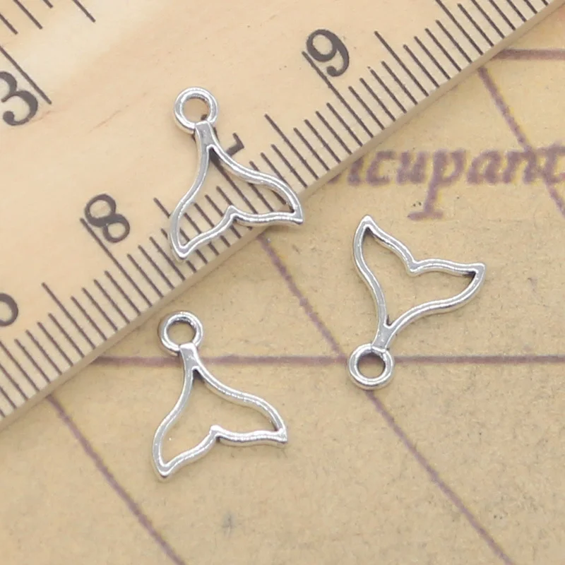 30pcs Charms Lovely Whale Tail 12x10mm Tibetan Silver Color Pendants DIY Antique Finding Making Handmade Jewelry