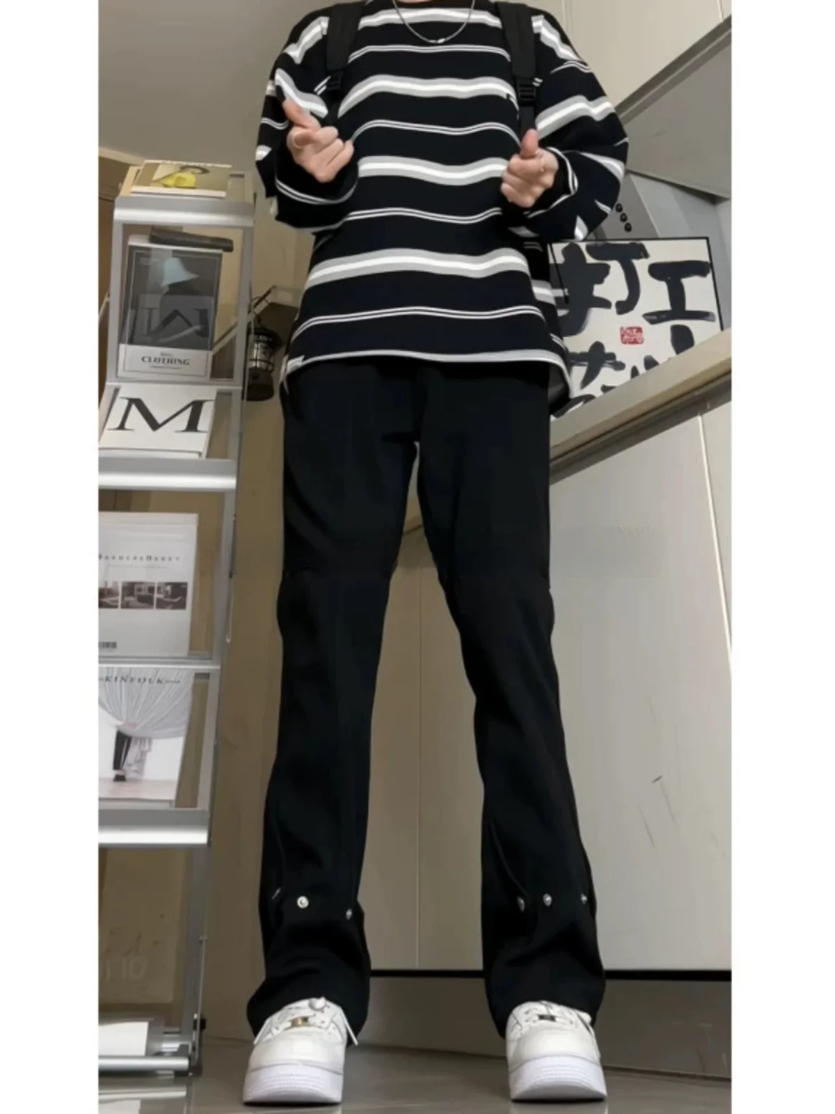 

Мужские свободные джинсы Bla с широкими штанинами в американском стиле, трендовые повседневные брюки High Street, с высокой талией, на молнии, молодежные, популярные