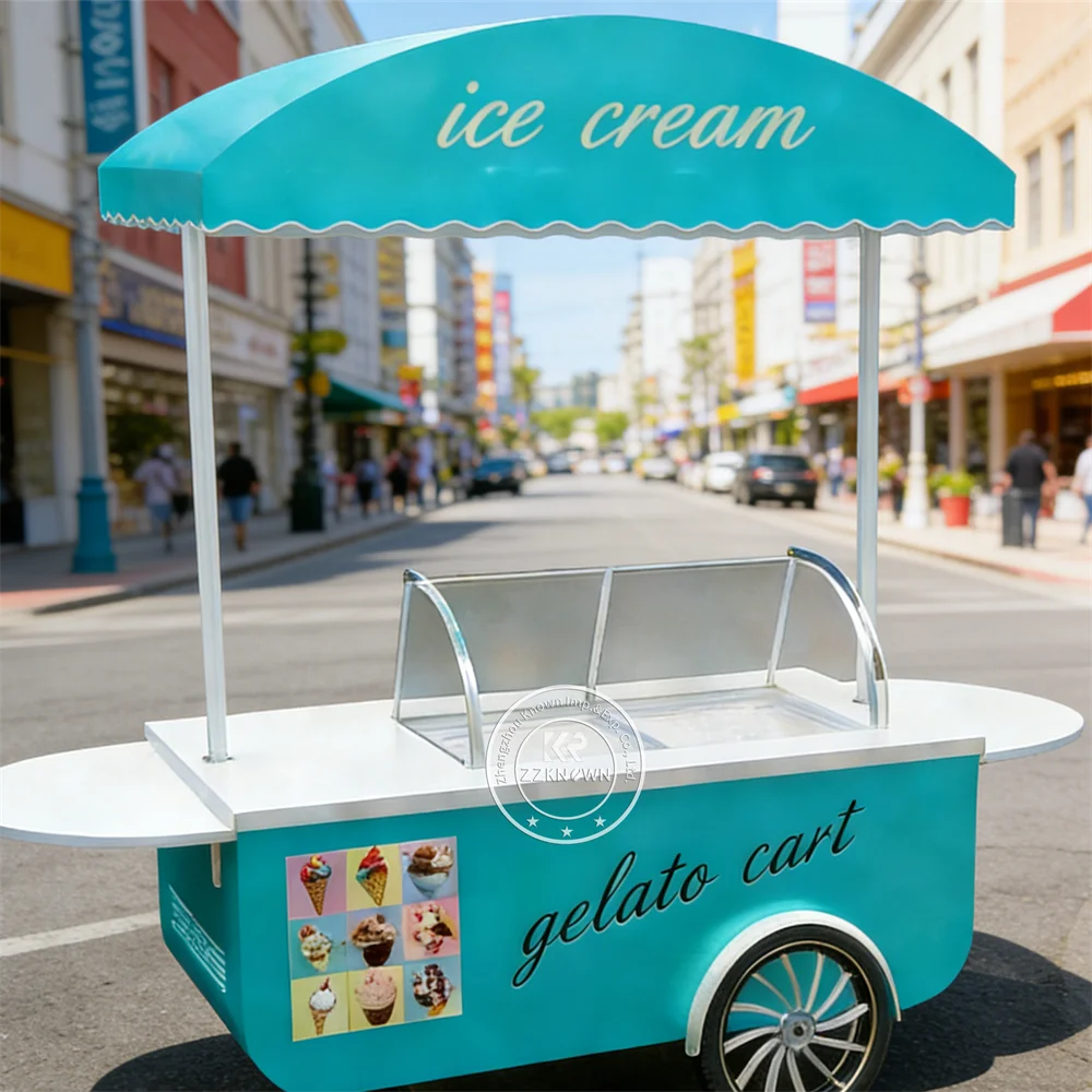 Hot Sale Ice Cream Cart Premium Snack Kiosk Beverage Coffee Outdoor Street Dessert Push Cart For Outdoor Festival