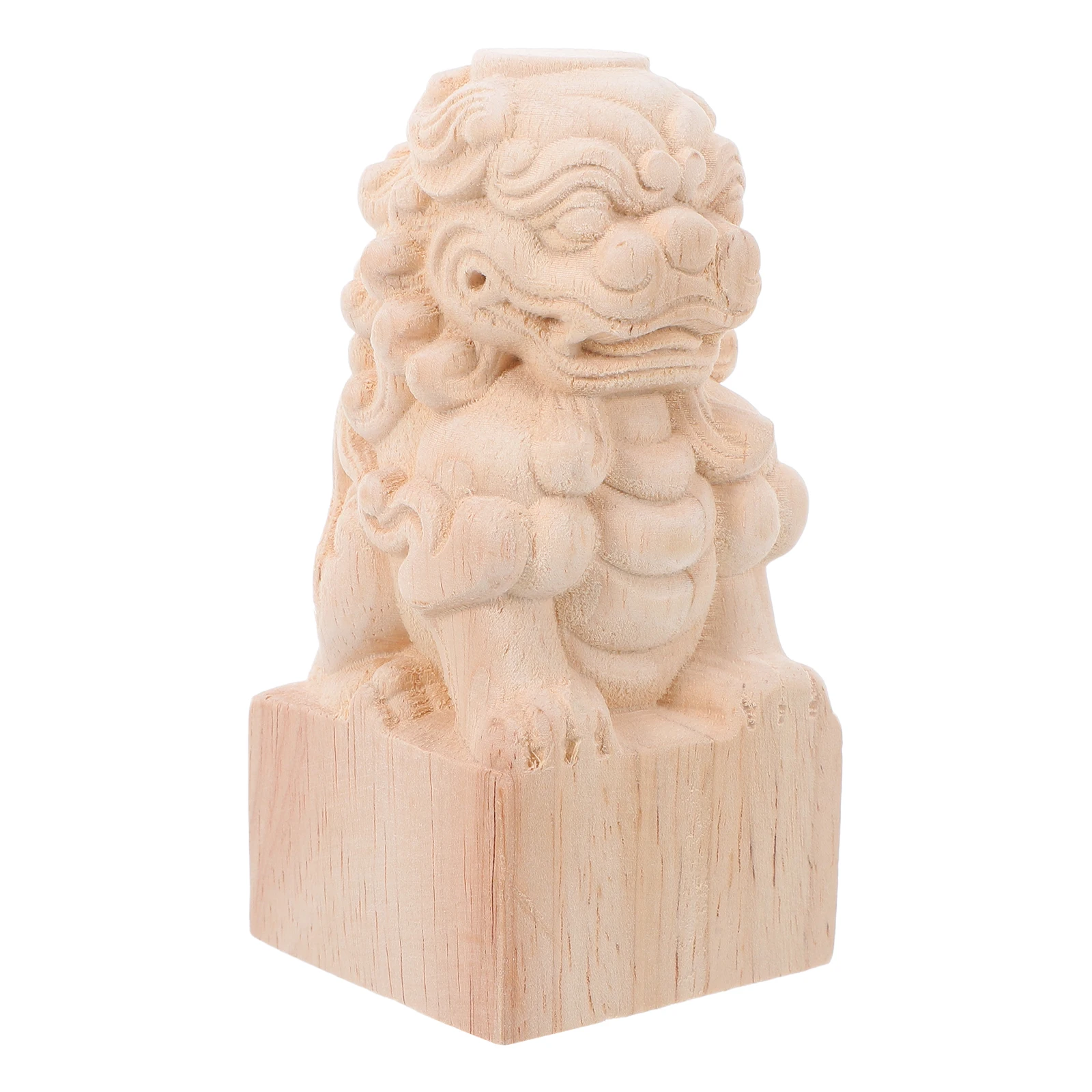 

Bridge Stigma Decoration Decors Blank Guardian Lion Figurine Animal Khaki Wood Feng Shui Statue