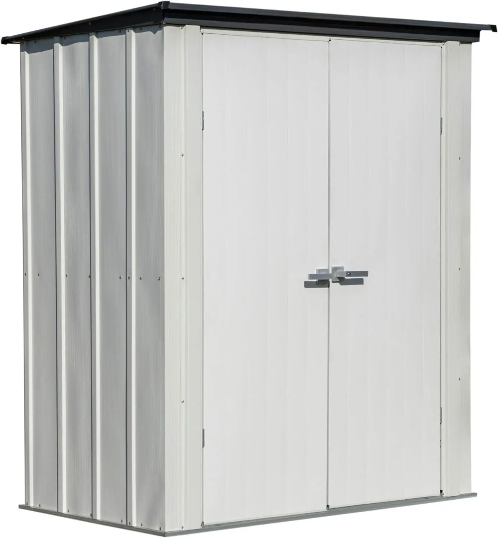 

Shed Designed 5' x 3' x 6' Compact Outdoor Metal Backyard, Patio, and Garden Shed Kit, Flute Gray and Anthracite