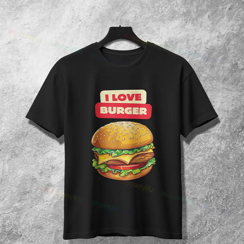 Lustiges Unisex-Grafik-T-Shirt „I Just Really Like Cheeseburgers“, 100 % Baumwolle, kurzärmelig, lässiges Streetwear-T-Shirt im Humor-Stil