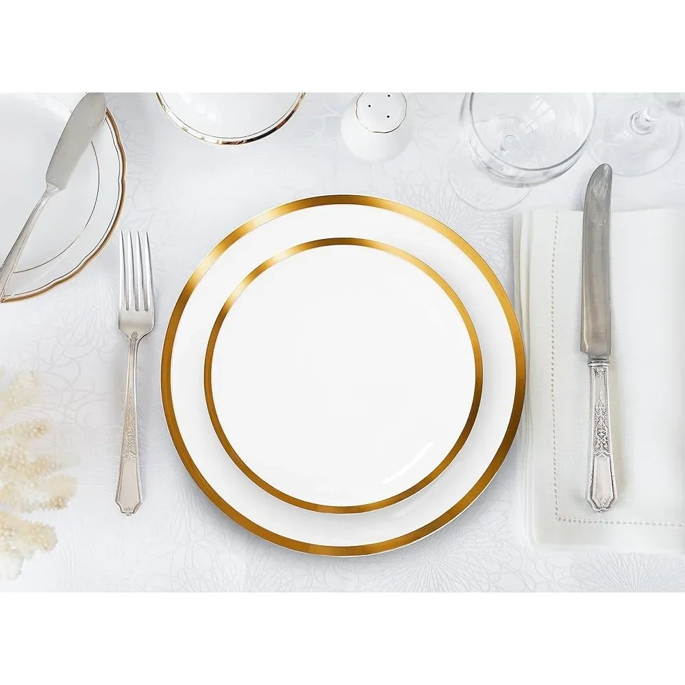 Porcelain 16 Piece Dinnerware Set, Service for 4, White and Golden Rim