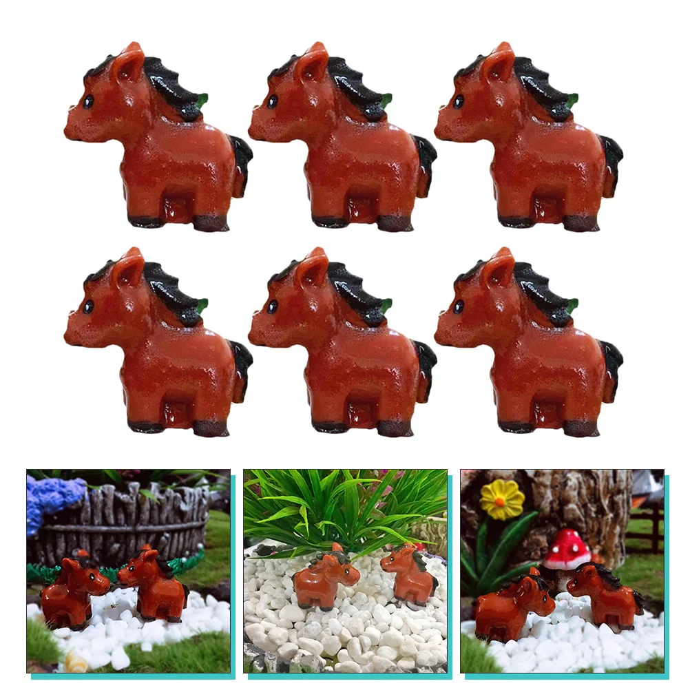 

6 Pcs Decoration Resin Garden Mini Bonsai Micro Ornaments for Household Miniature Brown