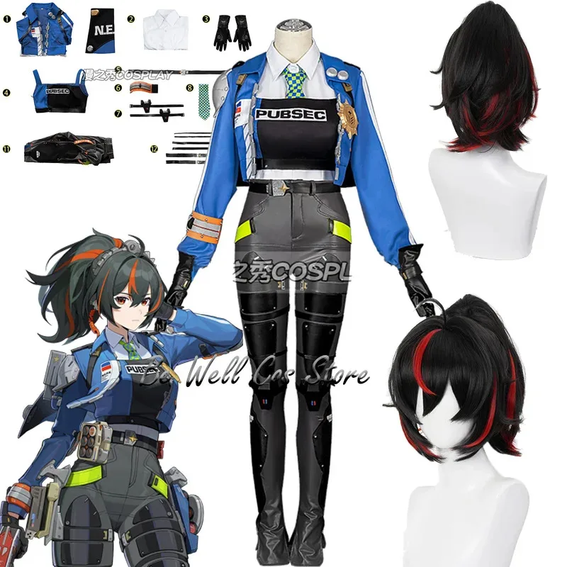 

Zhu Yuan Cosplay Costume Wig Zenless Zone Zero Uniform Criminal Investigation Special Response Team New Eridu Halloween Women