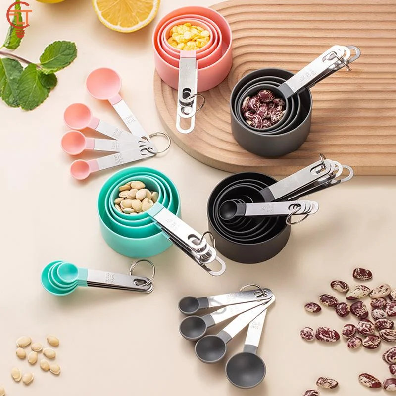 

4/8PCS/Set Plastic Multi Purpose Measuring Cup Measuring Spoon Stainless Steel Handle With Graduated Measuring Baking Tools