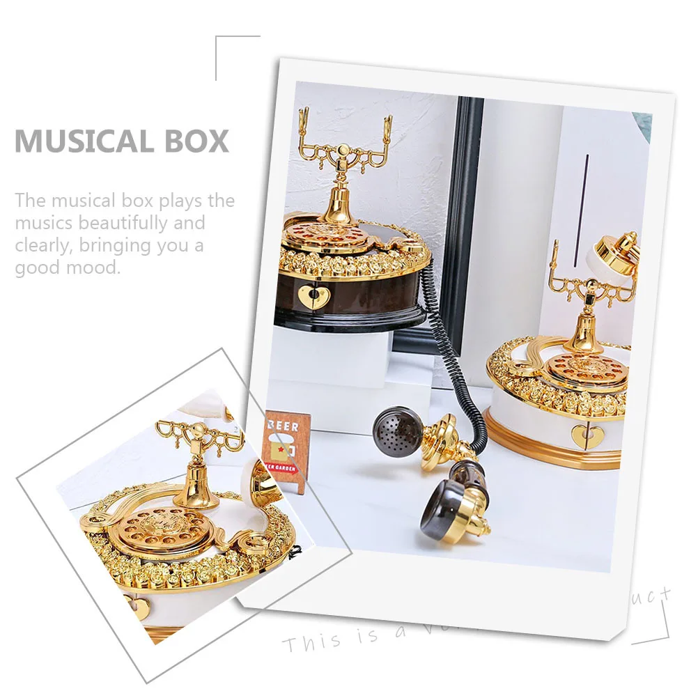 

1Pcs Retro Telephone Musical Box Decorative Storage Case Versatile Desktop Decor Home Accessory Musical Storage Box
