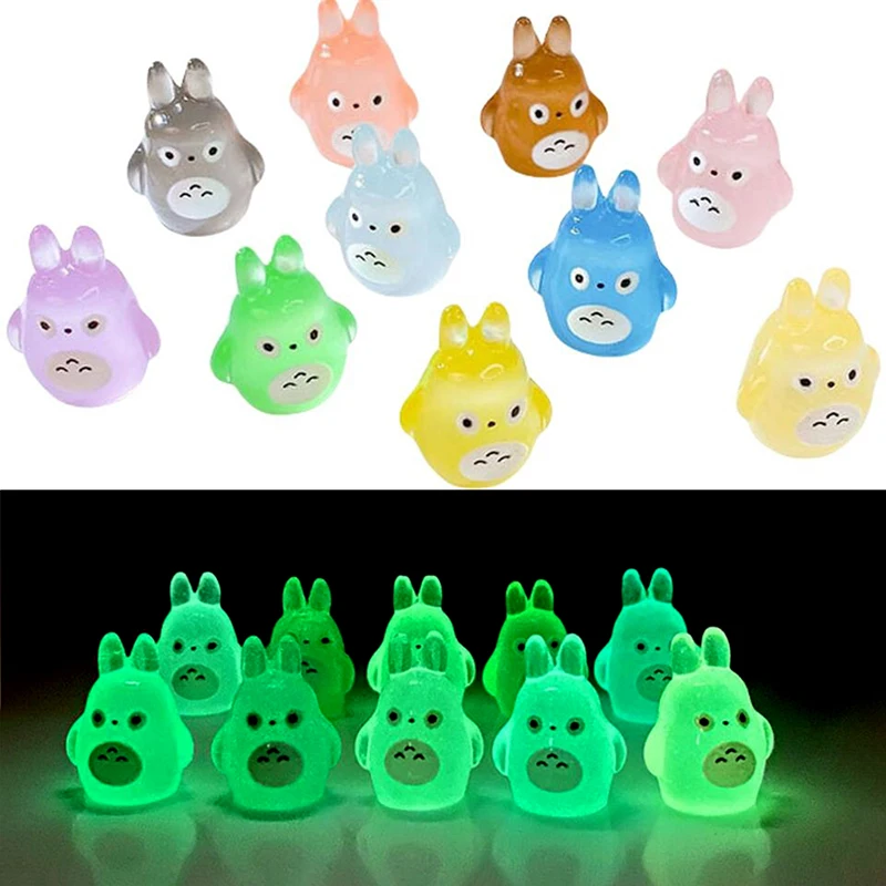 1PC Outdoor Miniature Glow In Dark Totoro DIY Fairy Garden Decoration Colorful Luminous Totoro Micro Landscape Accessories