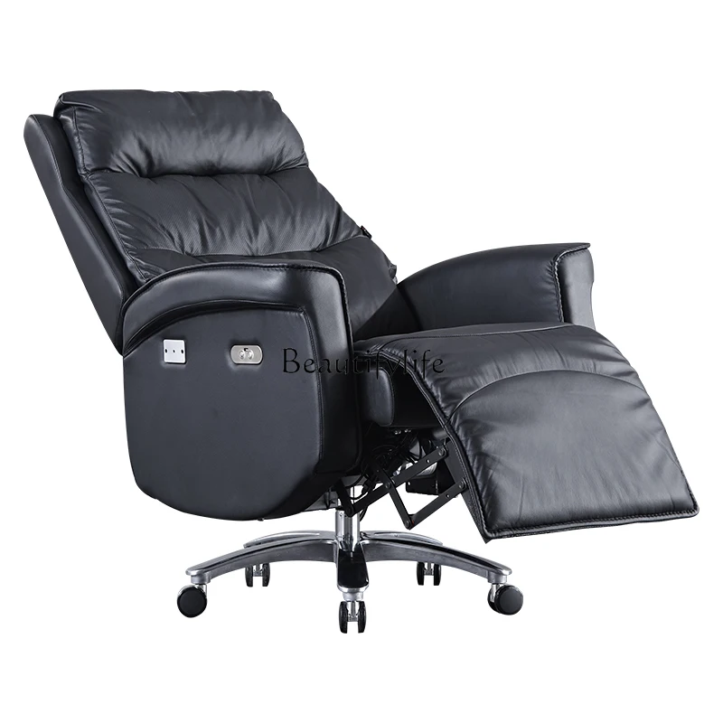 

Reclining leather electric class chair home office cowhide president swivel chair