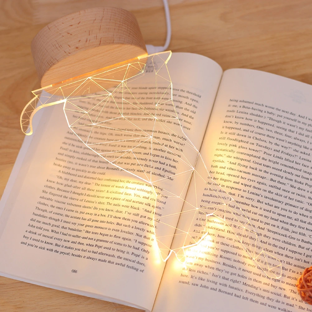 

3D LED Lamp Night Light Desk Lamp Decor Lighting Gift Animal Design Wooden Base LED Bedroom Child Room Living Room Party Eco