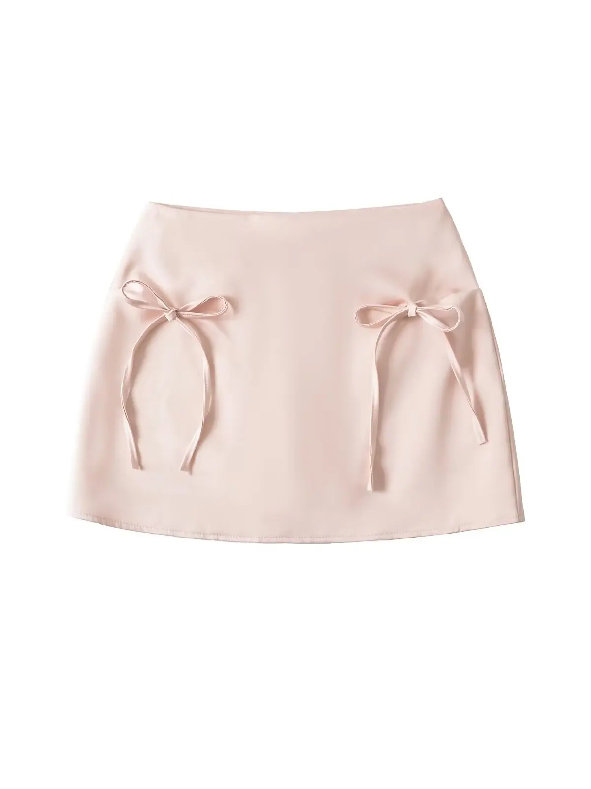 Sweet And Spicy High Waist A-Line  Skirt with Inner  And  Knot Design Women's Anti-Light Short Skirt