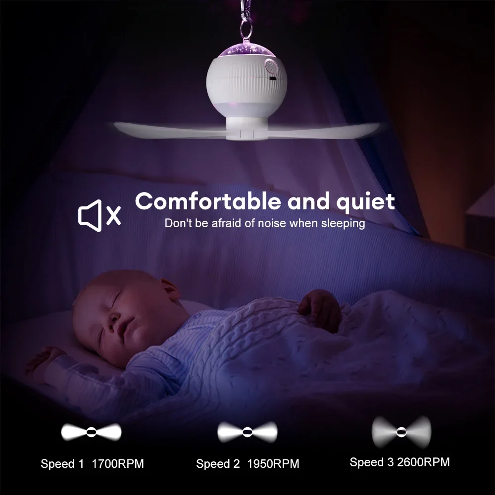 3 in 1 USB Rechargeable Camping Fan Light Outdoor Tent Lamp Stars Projection Light Remote Control Camping Lantern With Projector