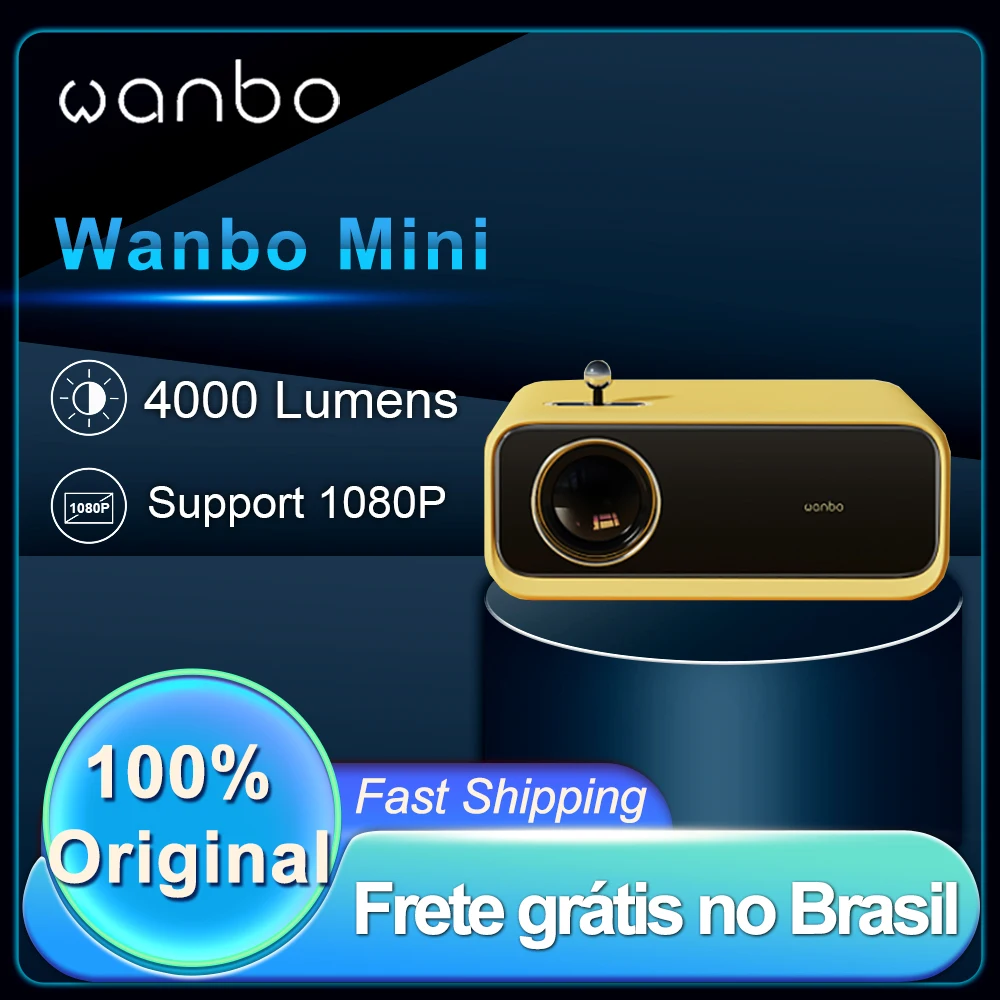 Wanbo Mini Portable LED Projector Support Full HD 1080P 40inches-120inches 200 ANSI Lumens Full Glass Lens Home Theater Beamer