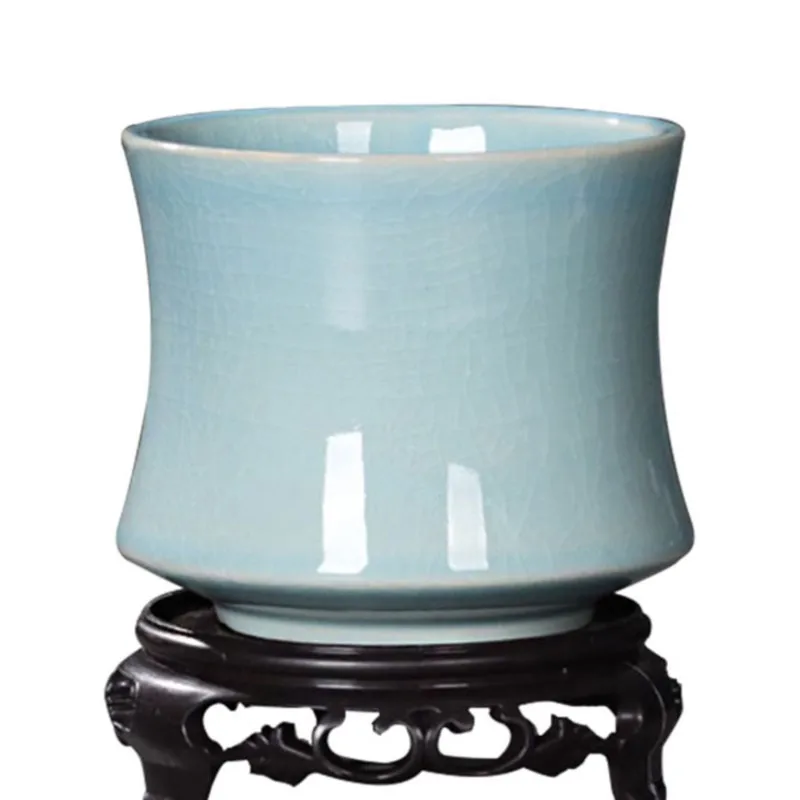 2023 chiński styl ceramiczny okrągły antyczny mała doniczka doniczka do Bonsai kreatywny prosty garnek do soczysty kwiat orchidei z podstawą LF117