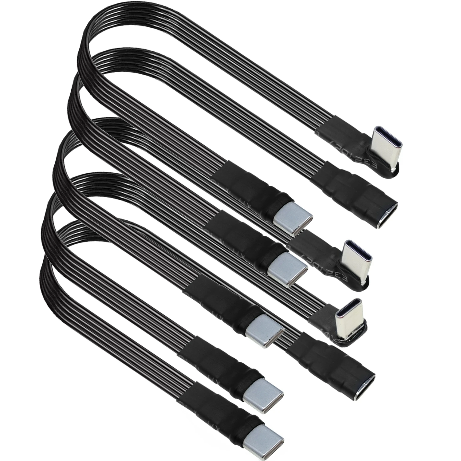 30 سنتيمتر شقة الكوع USB-C نوع C أعلى/أسفل 90 درجة تحميل البيانات PD كابل اليسار واليمين USB C كابل البيانات العالمي للهواتف أندرويد