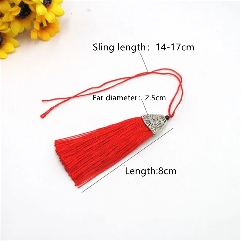 5 sztuk 8cm kolorowe jedwabne Tassel dla biżuterii kolczyki DIY Making Tassel z czapki kolczyki frędzle w stylu boho akcesoria zawieszki charmsy DIY