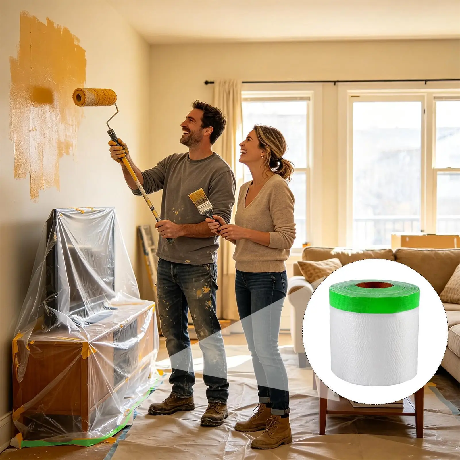 Multi-Purpose Painters Tape Clean Removal Masking Tape For DIY Craft Home Decor Labeling Furniture Car Painting, Indoor Outdoor