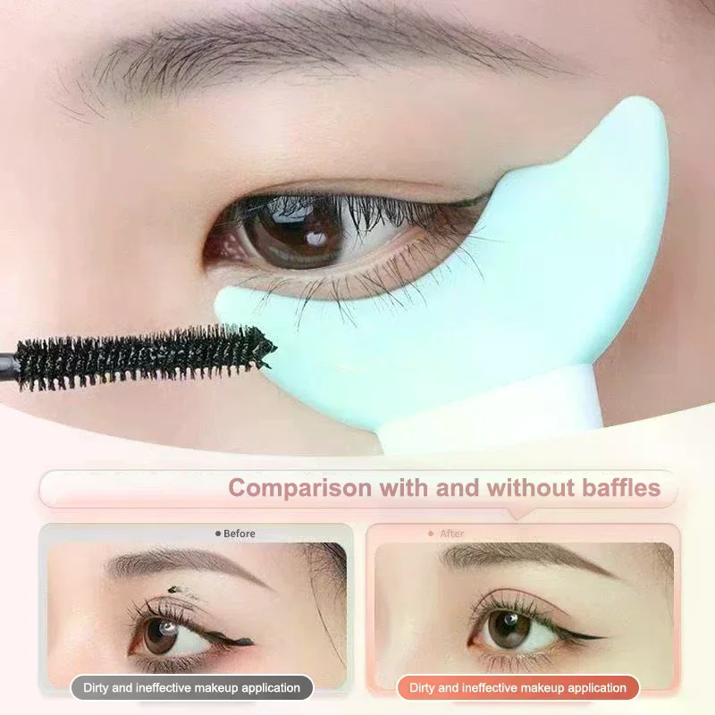 Lot de 5 Gabarits pour Eyeliner, Outil de Maquillage des Yeux, Brosse en Silicone pour Mascara, Aide au Maquillage des Yeux, Applicateur Protecteur, Stoppeur de Cils Multifonctionnel